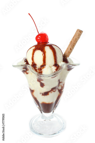 Vanilla & Chocolate Ice Cream Sundae