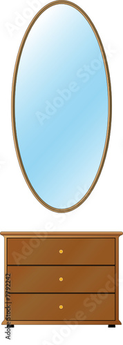 Mirror with bedside-table