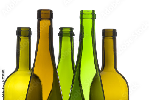 Empty Wine Bottles Isolated on White