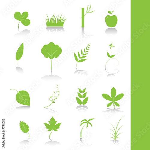 Green leaf icon set