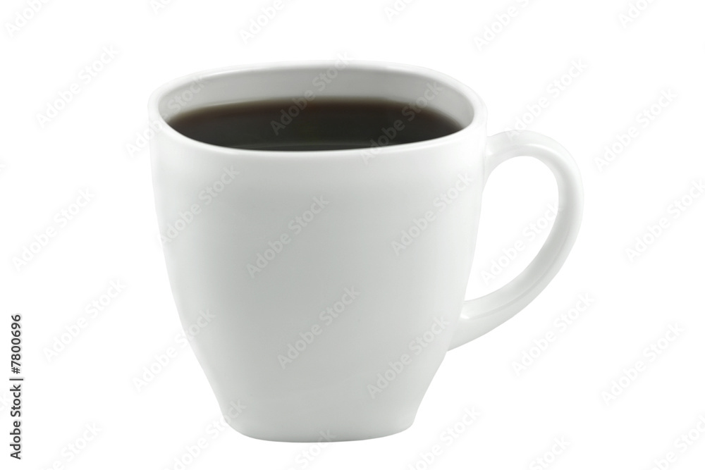 White cup of coffee isolated on white background White cup of coffee isolated on white background