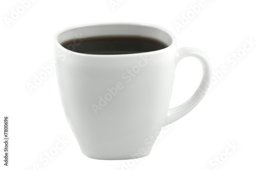 White cup of coffee isolated on white background