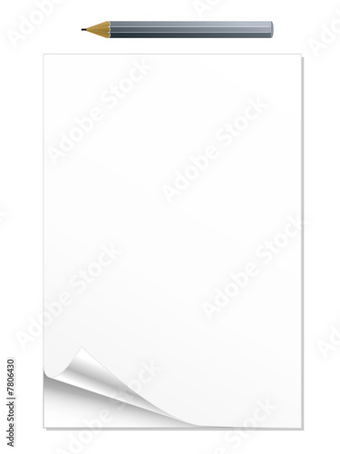 Curled notepad with pencil