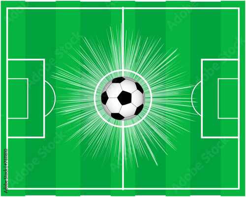 campo da calcio con impatto del pallone