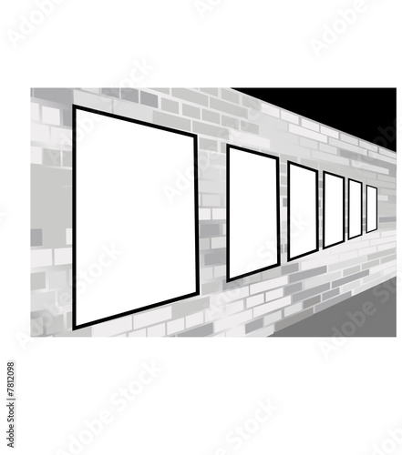 frames on brick white wall vector