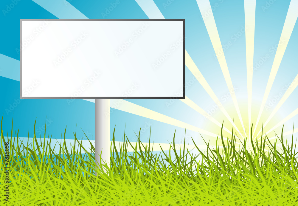 Sun nature background with billboard Sun nature background with billboard