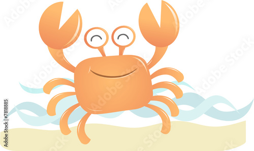 Smiling Crab dancing at the beach