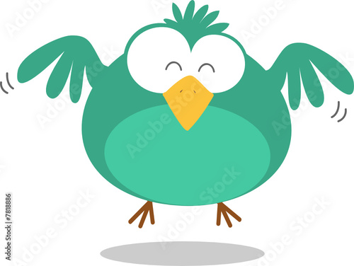 Green Fat Bird Flying