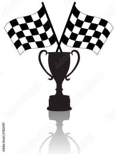 Crossed Checkered Flags Victory Trophy Symbols of Winning