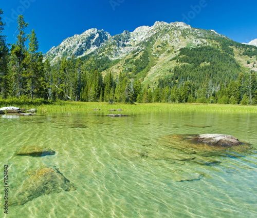 Mountain lake in Grand Teton National Park, Wyoming photo