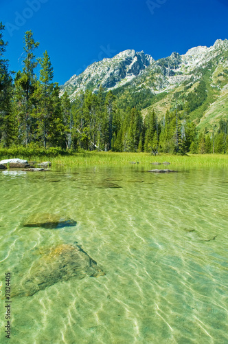 Mountain lake in Grand Teton National Park, Wyoming photo