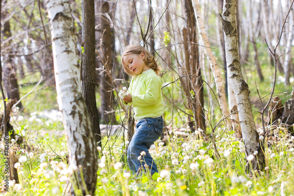 Girl in spring forest Girl in spring forest