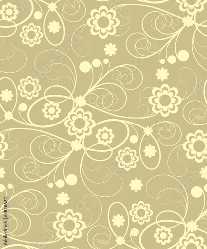  Seamless  with beige flowers 