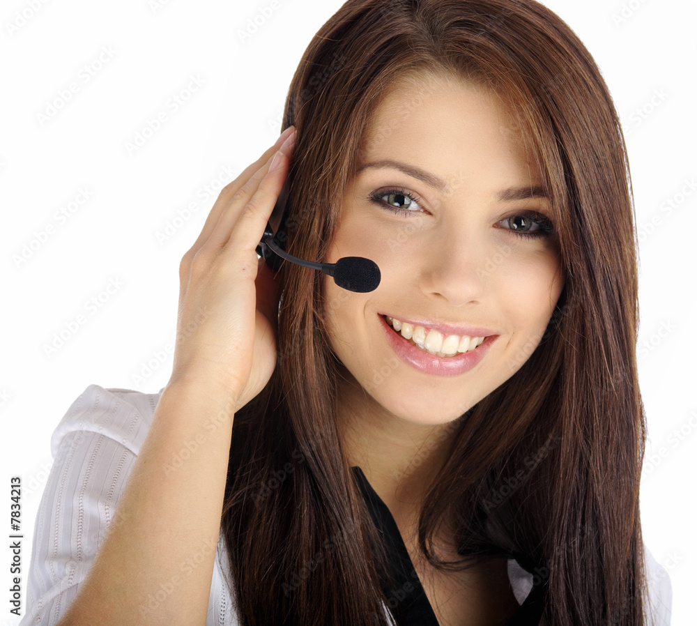 Beautiful Customer Representative girl with headset Beautiful Customer Representative girl with headset