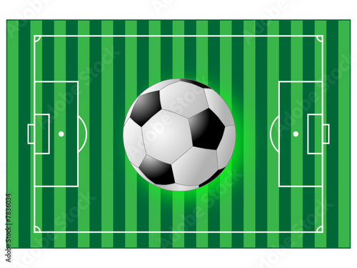 Ball über dem Fussballfeld