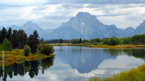 Photography Mt. Moran at Oxbow Bend of Snake River, Wyoming