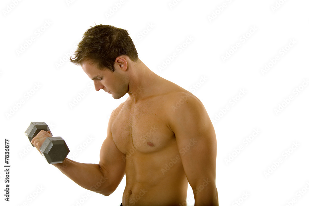 Young body builder male exercising