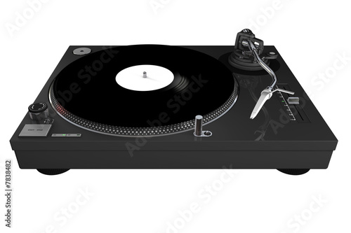 Foto Turntable, technics-style, dunkelgrau auf weissem Hintergrund