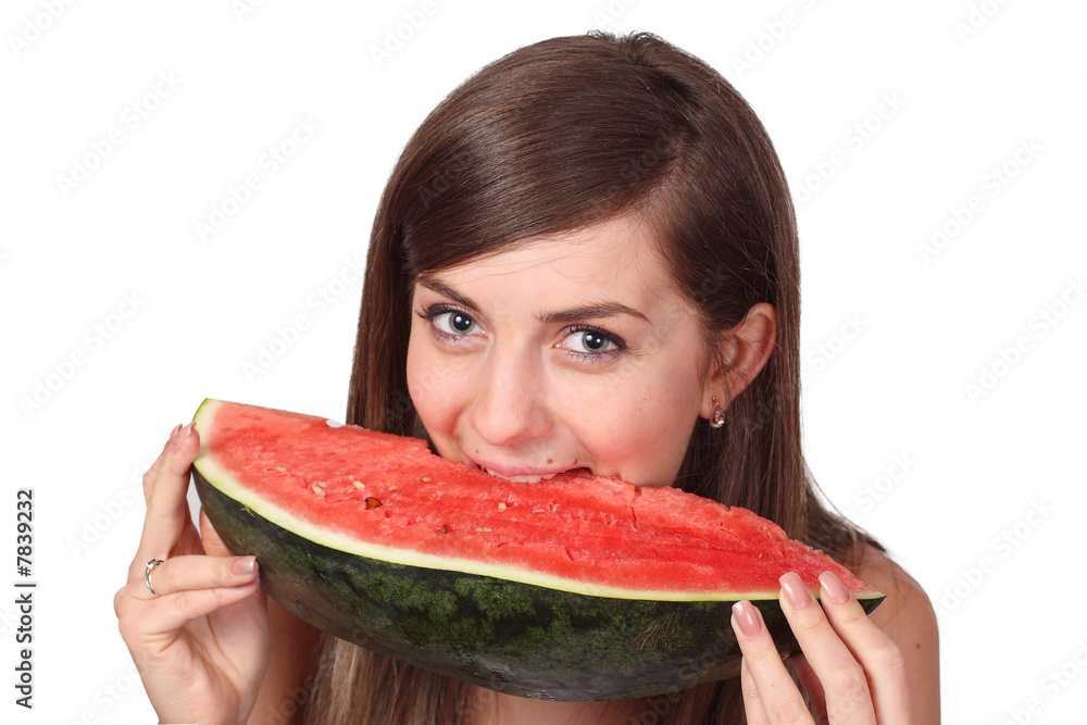 girl eating slice of water-melon