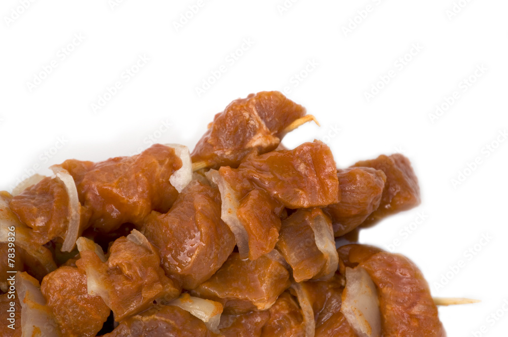 raw meat for barbecue on white background raw meat for barbecue on white background