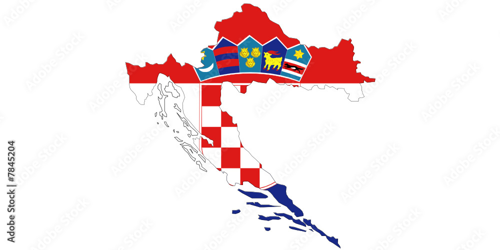 Obraz premium mapa flaga chorwacji