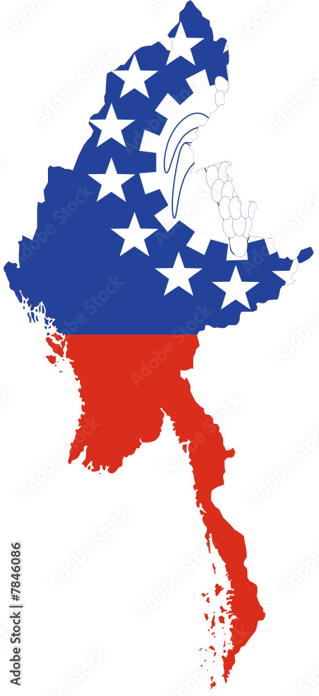 Obraz premium carte drapeau birmanie