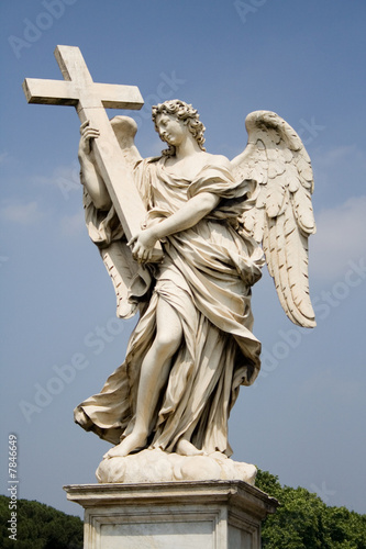 Canvas Print Angel and Cross Statue, Rome