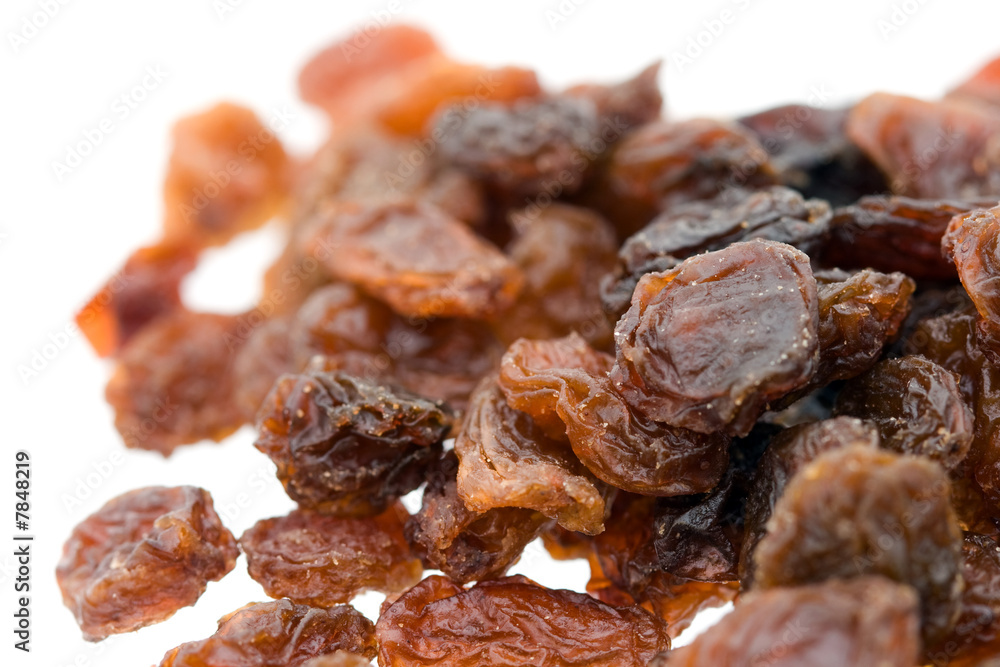 raisins on white background