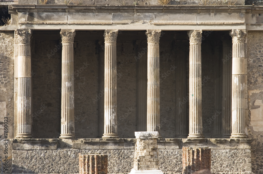 Ruins of basilica of the city of Pompeii. - obrazy, fototapety, plakaty 