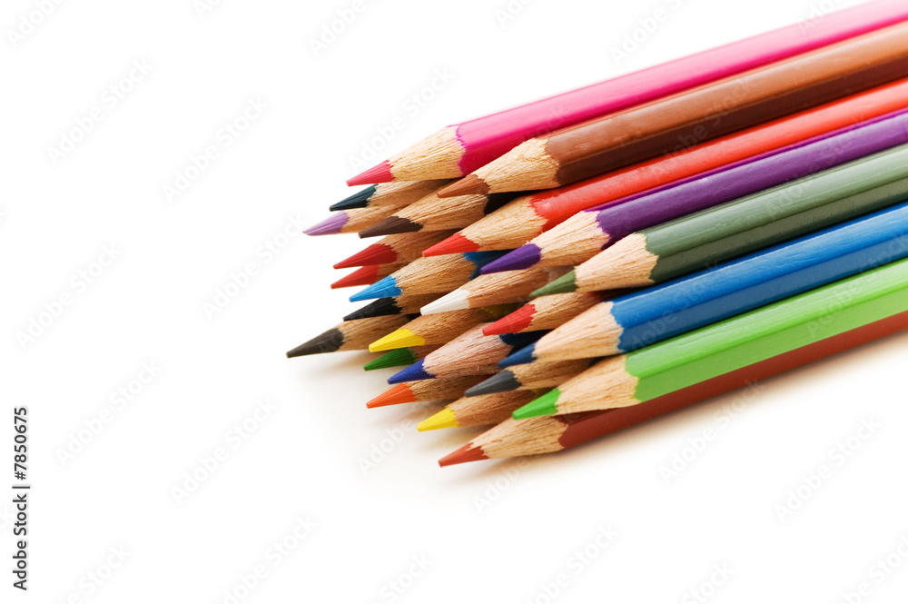 Various colour pencils isolated on the white Various colour pencils isolated on the white