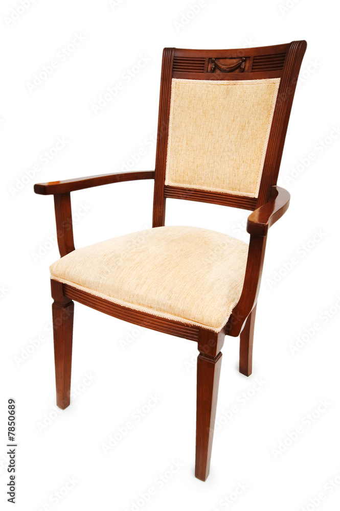 Wooden arm chair isolated on the white Wooden arm chair isolated on the white
