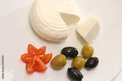 white greece cheese and olives