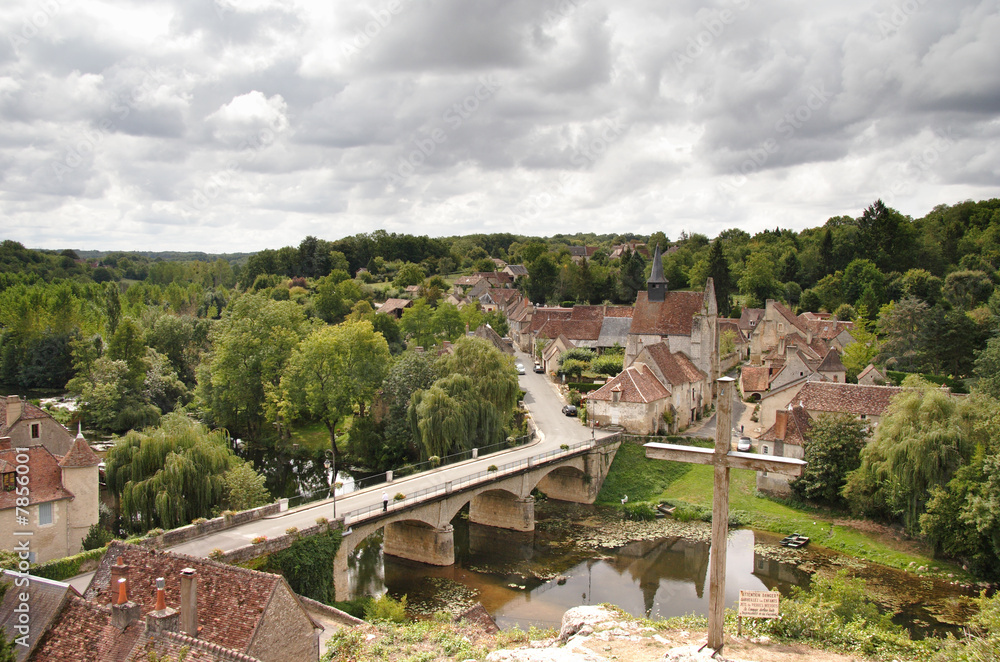 Medieval Riverside Village in France