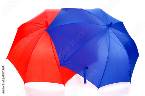 red and blue umbrella