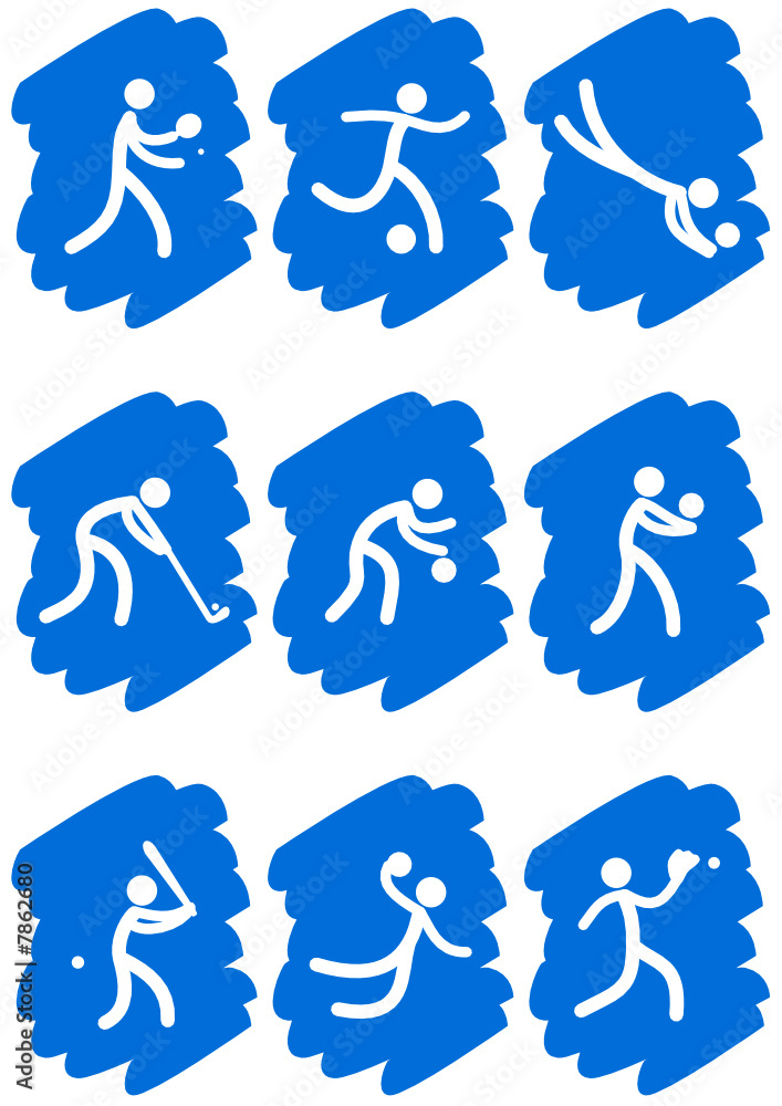 Fototapeta premium Pictogrammes des jeux olympiques d'été peinture bleu(partie 3)