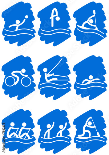 Pictogrammes des jeux olympiques d'été peinture bleu(partie 1)