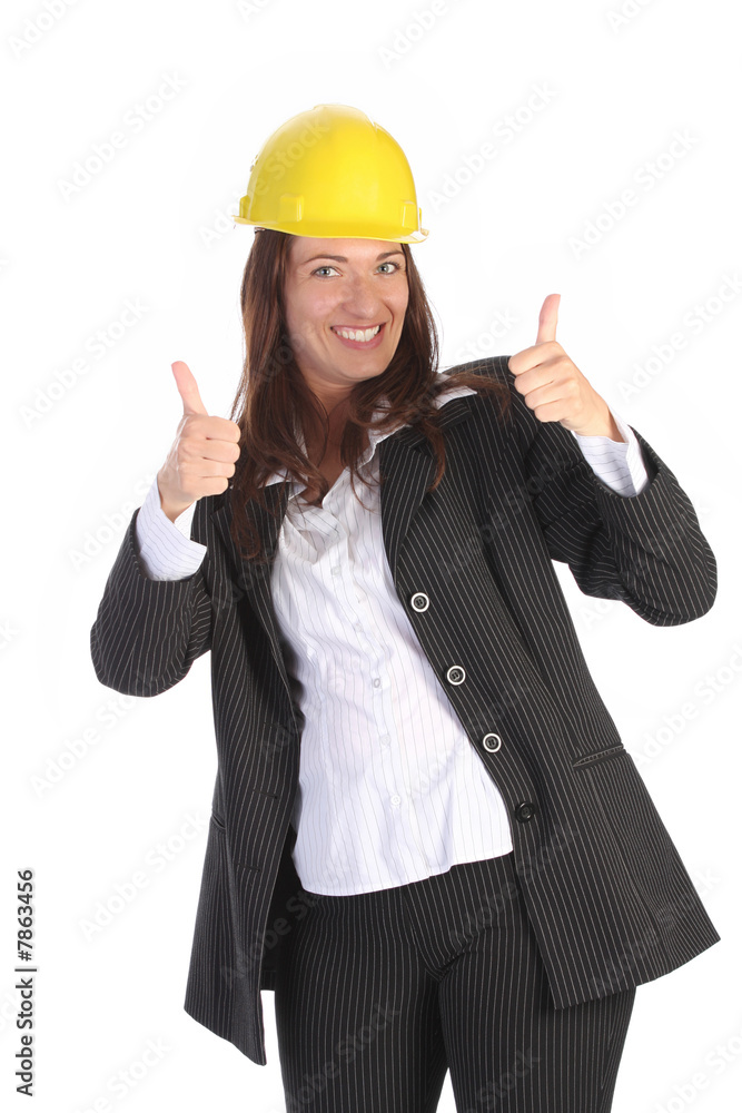 young businesswoman with helmet young businesswoman with helmet