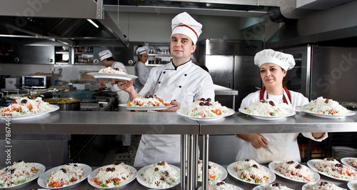 Workers at restaurant