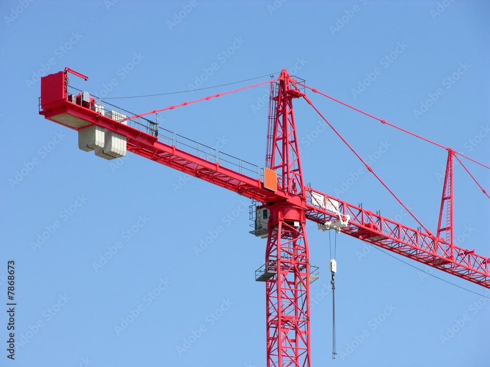 Red construction crane