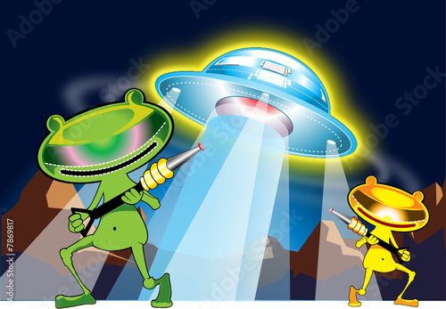 Ufo with aliens ready to invade earth