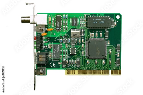 Internal modem card isolated on white