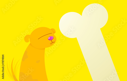Dog with bone - vector