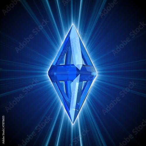 blue shiny glass pyramid