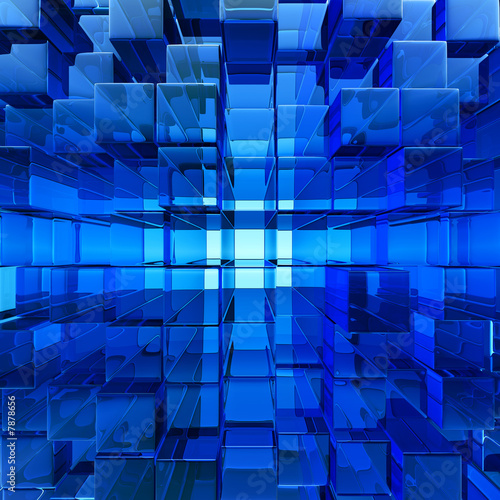 abstract blue cube glass background