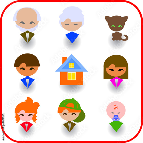 doodle style icons of a happy family