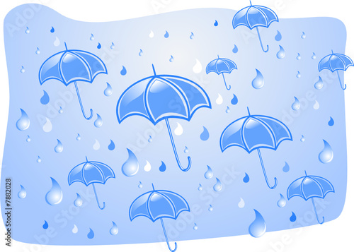 Umbrellas under a summer rain