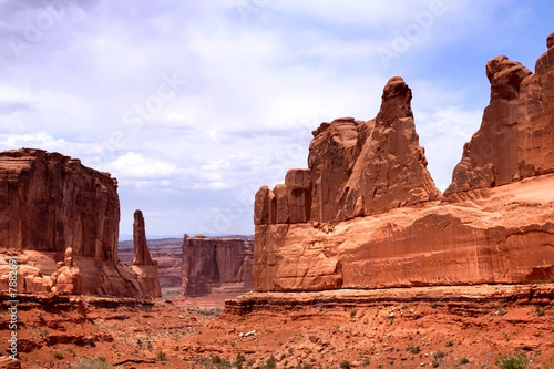 Park Avenue and Courthouse Towers panorama in Arches National park, Utah