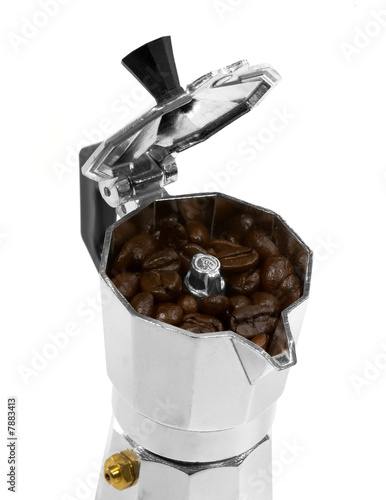 coffee beans and mocha machine photo