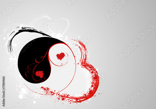 Valentine's day background with yin and yang hearts.