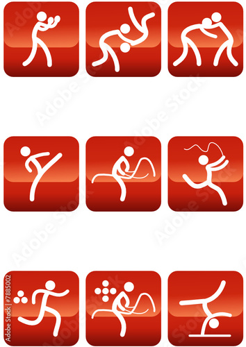 Pictogrammes des jeux olympiques d'été carré rouge(partie 2) 